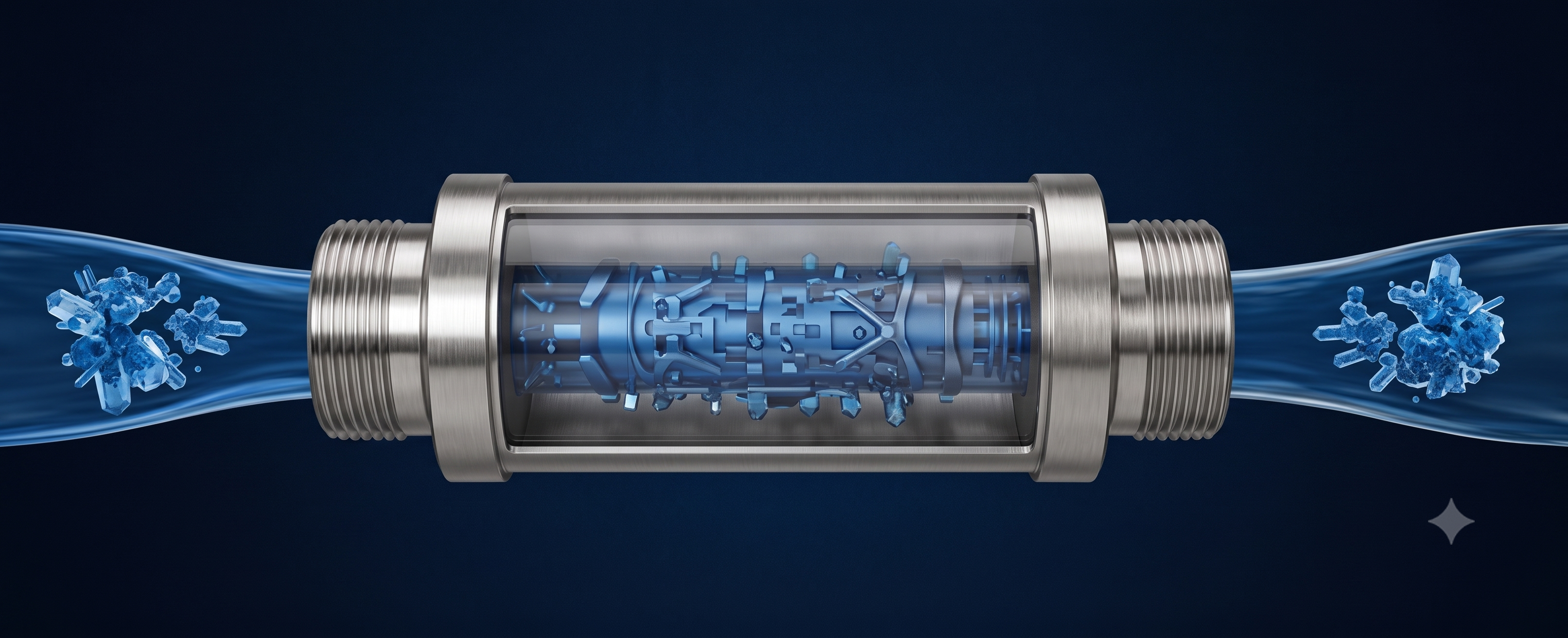 The patented chamber changes the crystal formation of dissolved minerals